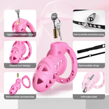 Pink Rattler Chastity Cage with Anal Plug full kit | 3d-chastity