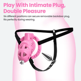 Pink Rattler Chastity Cage with Anal Plug lock and ring | 3d-chastity