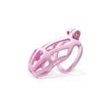 Pink Stripe Cobra Chastity Cage Kit 1.77 to 4.13 Inch Long material finish close | 3d-chastity