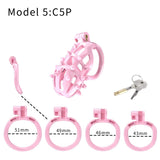 Pink Stripe Cobra Chastity Kits with Spikes Pegs Cage wearing | 3d-chastity