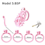Pink Stripe Cobra Chastity Kits with Spikes Pegs Cage size and shape | 3d-chastity