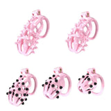 Smooth Pink Stripe Cobra Chastity Kits with Spikes Pegs Cage