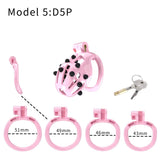 Pink Stripe Cobra Chastity Kits with Spikes Pegs Cage front | 3d-chastity