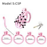 Pink Stripe Cobra Chastity Kits with Spikes Pegs Cage rear | 3d-chastity