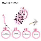 Pink Stripe Cobra Chastity Kits with Spikes Pegs Cage comparison | 3d-chastity
