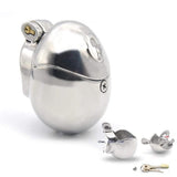 Stainless Steel Egg Shaped Chastity Cage side | 3d-chastity