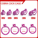 Purple Stripe Cobra Chastity Cage Kit 1.77 to 4.13 Inch Long side | 3d-chastity