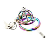 Rainbow Chastity Cage with Urethral Catheter main product | 3d-chastity