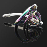 Rainbow Chastity Cage with Urethral Catheter size and shape | 3d-chastity