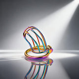 Rainbow Small Banana Chastity Cage lock and ring | 3d-chastity