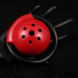 Red Black Pot Lid Chastity Cage side | 3d-chastity