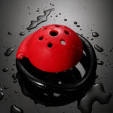 Red Black Pot Lid Chastity Cage wearing | 3d-chastity