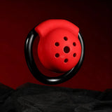 Red Black Pot Lid Chastity Cage lock and ring | 3d-chastity