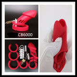 CB6000S Silicone Chastity Cage Red side | 3d-chastity