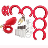 CB6000S Silicone Chastity Cage Red full kit | 3d-chastity