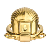 Shell Design Golden Chastity Cage size and shape | 3d-chastity