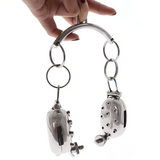 Evil Shells Stainless Steel Ball Stretcher Chastity Cage size and shape | 3d-chastity