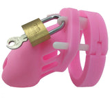 CB6000S Silicone Chastity Cage Perverse Pink lock and ring | 3d-chastity