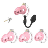 Silicone Chastity Cage with Remote Control Anal Plug lock and ring | 3d-chastity