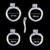 Nano Silver Cobra Male Chastity Cage With 4 Rings - 3d-chastity