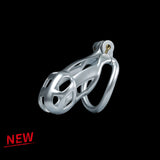 Small Silver Cobra Male Chastity Cage With 4 Rings - 3d-chastity