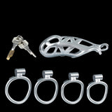 Maxi Silver Cobra Male Chastity Cage With 4 Rings - 3d-chastity