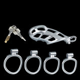 Standard Silver Cobra Male Chastity Cage With 4 Rings - 3d-chastity