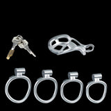 Nano Silver Cobra Male Chastity Cage With 4 Rings - 3d-chastity