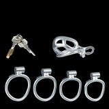 Nub Silver Cobra Male Chastity Cage With 4 Rings - 3d-chastity