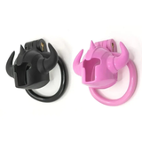 Sissy Bullhorn Chastity Cage lock and ring | 3d-chastity