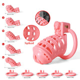 Pink Sissy Spiked 3D Printing Pussy Vaginal Cock Cage