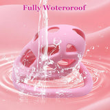 Soft Pink Chastity Cage with Invisible Lock front | 3d-chastity