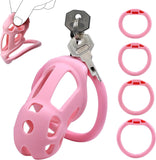 Soft Pink Chastity Cage with Invisible Lock lock and ring | 3d-chastity