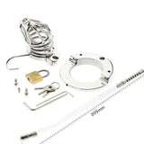 Stainless Steel Chastity Cage Ball Stretcher with Urethral Catheter Chastity Cage full kit | 3d-chastity