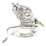 Stainless Steel Chastity Cage Ball Stretcher with Urethral Catheter Chastity Cage lock and ring | 3d-chastity