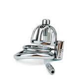 Smooth Stainless Steel Chastity Cage lock and ring | 3d-chastity