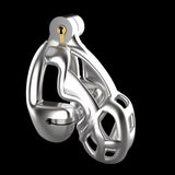 Stainless Steel Double-Lock Mamba Chastity Cage - 3d-chastity