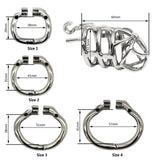Stainless Steel Stealth Chastity Cage with Hinged Rings size and shape | 3d-chastity