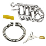 Stainless Steel Stealth Chastity Cage with Hinged Rings lock and ring | 3d-chastity