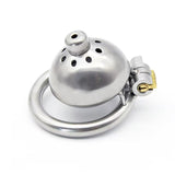 Tiny Seal Prison Steel Chastity Cage 1 InchLong wearing | 3d-chastity