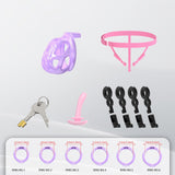 Upgraded Invisible Cobra Chastity Cage Purple size and shape | 3d-chastity