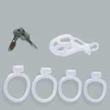 Nano Cobra Male Chastity Cage With 4 Rings White - 3d-chastity