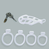 Small Cobra Male Chastity Cage With 4 Rings White - 3d-chastity