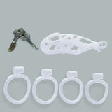 Maxi Cobra Male Chastity Cage With 4 Rings White - 3d-chastity