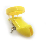 Plastic Chastity Cage Yellow material finish close | 3d-chastity
